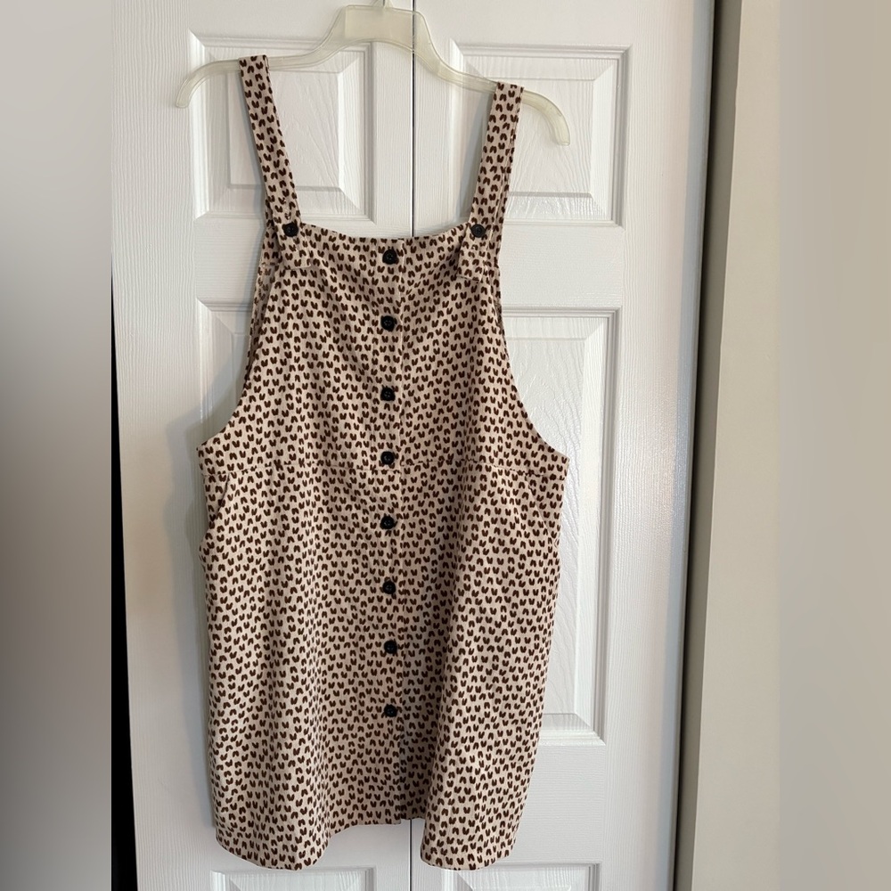 Corduroy like material overall dress with print